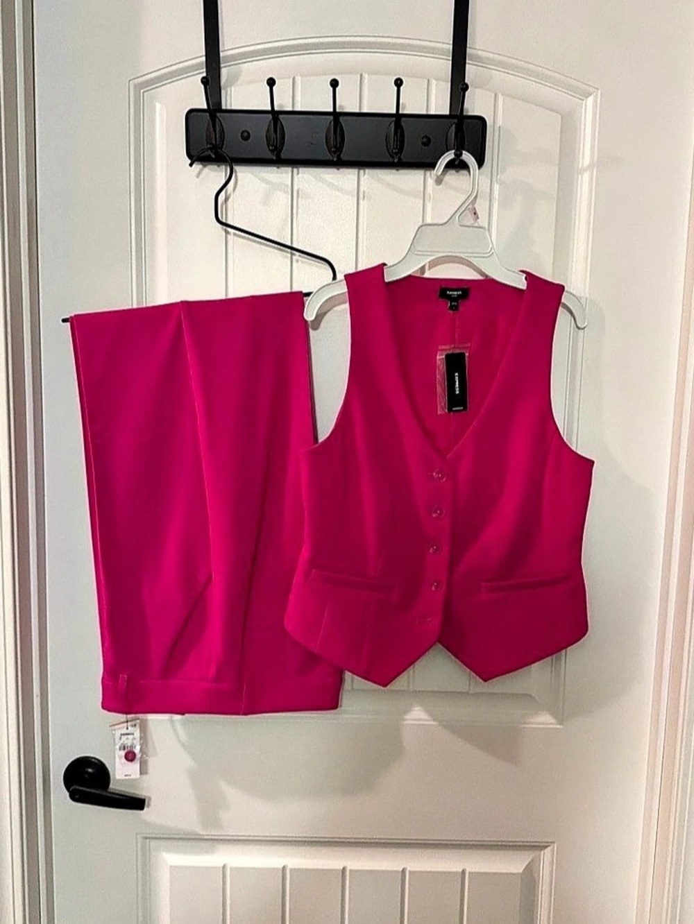 Express Editor Five Button Blazer Vest Hot Pink